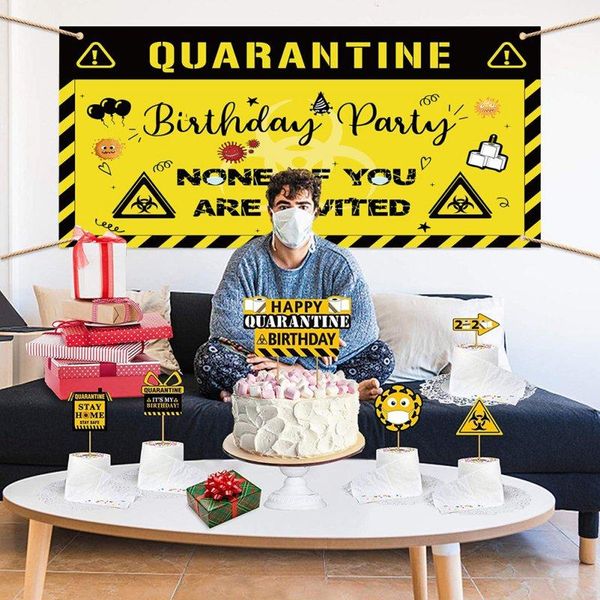 

party decoration quarantine birthday decorations banner - social distancing backdrop bday idea supplies,birthday sign hanging decor