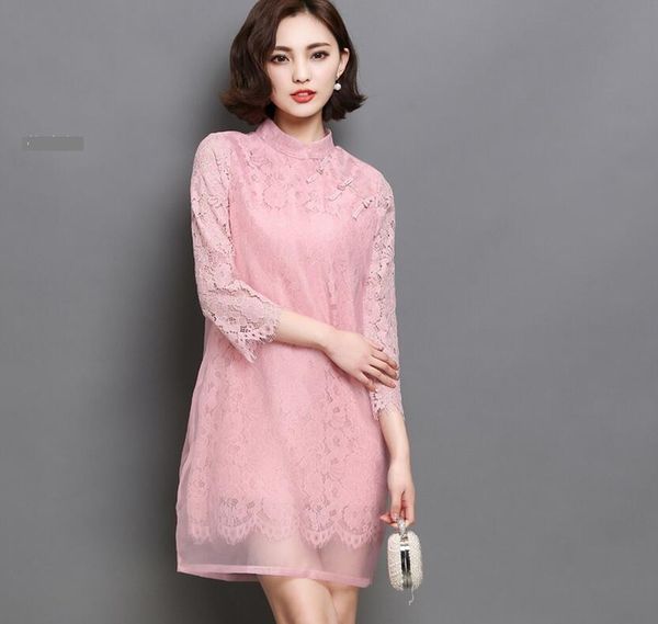 

casual dresses sell like cakes / spring women fashion wear loose lace dress /--xxl, Black;gray