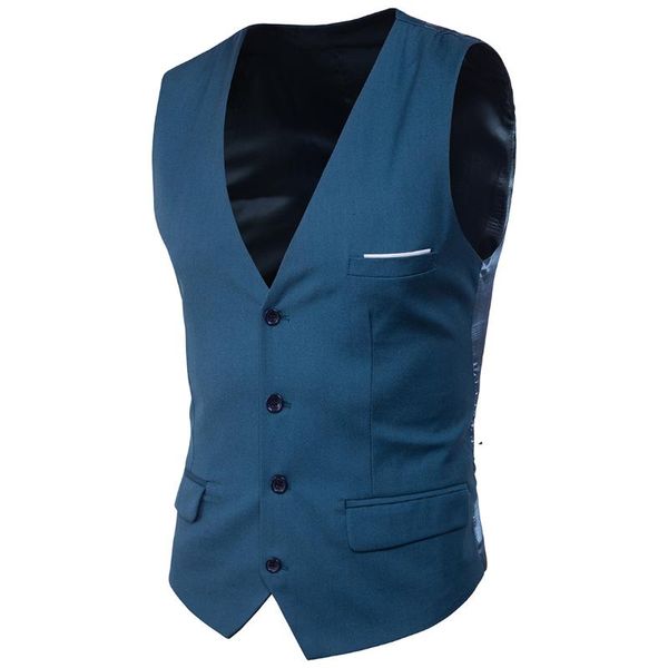 

men's vests suit vest brand good quality solid color business wedding dress mens slim fit waistcoat / large size s-6xl, Black;white