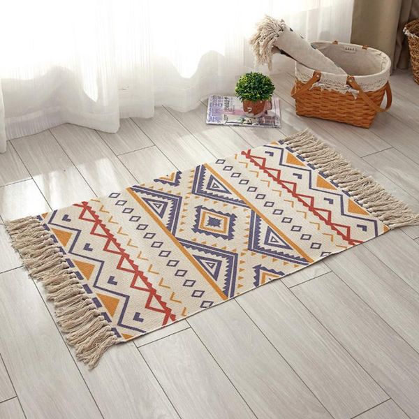 

carpets cotton and linen boho carpet mat home bedroom floor door bedside tassel blanket dnj998