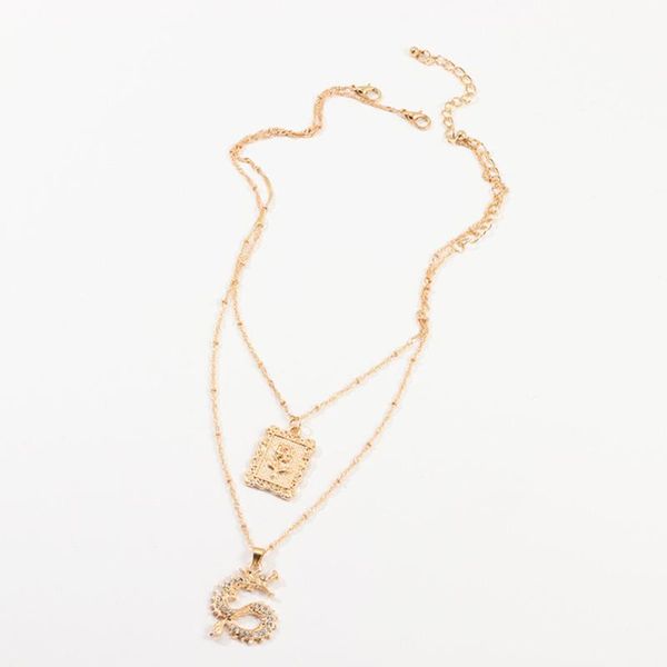 

gold chain chinese dragon animal men pendant choker necklace korean fashion jewelry minimalist minimalism accessories necklaces, Silver