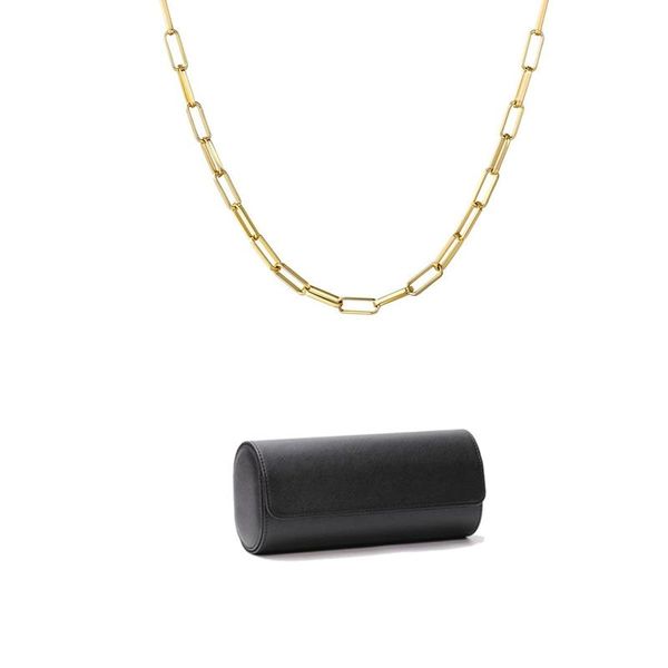 

watch boxes & cases 3 slot storage box chic portable retro stainless steel long necklace exquisite round link chain, Black;blue