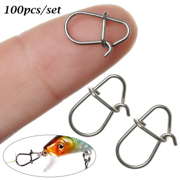 

100pcs/lot stainless steel carp fishing barrel swivel tackle snap lure connector accessory