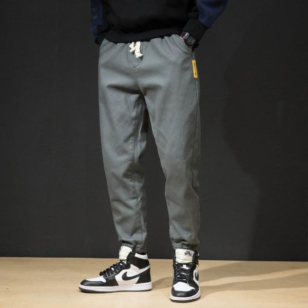 

american style fashion men jeans loose fit casual leisure harem pants slack bottom elastic waist hip hop joggers men's, Blue