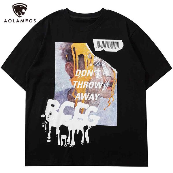 

men's polos aolamegs t shir man earing illusraion leer graffii couple ops baggy harajuku punk high sree fashion sreewear, White;black