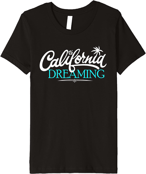 

men's t-shirts california dreaming beaches surf vacation cali premium t-shirt geometric graphic fashion, White;black