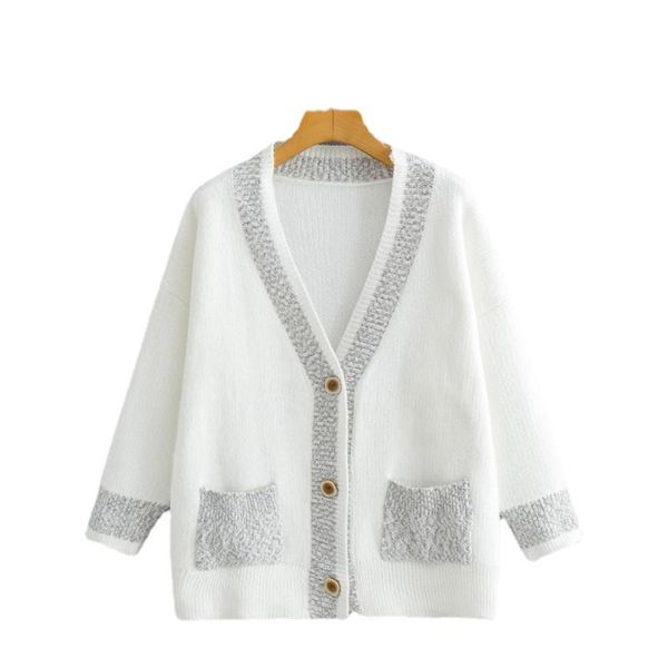 

women's knits & tees tangada 2021 women white pocket knitted cardigan sweater jumper vintage long sleeve button-up female outerwear bc1