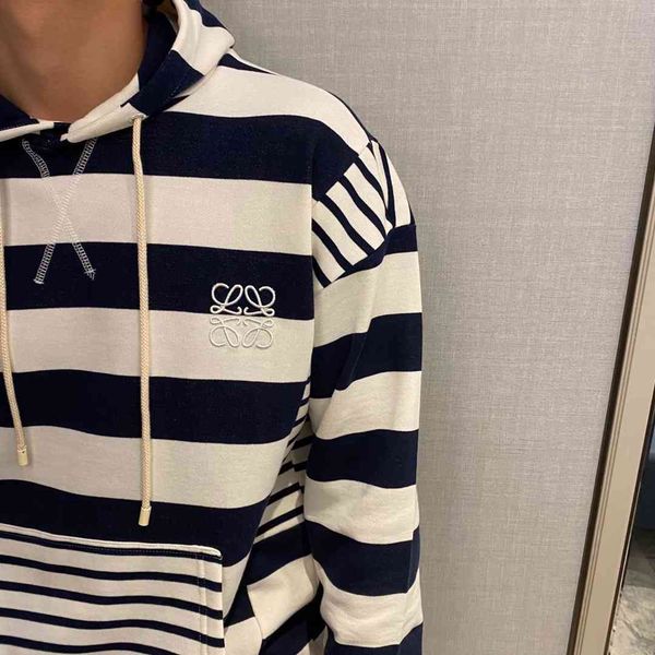 

loewe / rowe 2021 early spring classic fashion casual versatile stripe splicing long sleeve hoodieedk1, Black