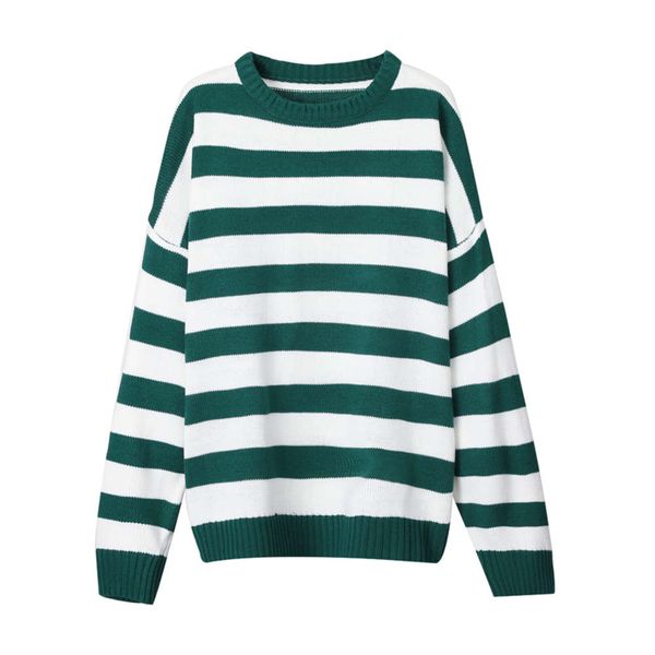 

od wangrt men pullover sweater basic color between green and white stripes, White;black