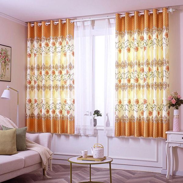 

1pcs printed curtain finished shading bedroom bay window fabric door household partition f8280 & drapes
