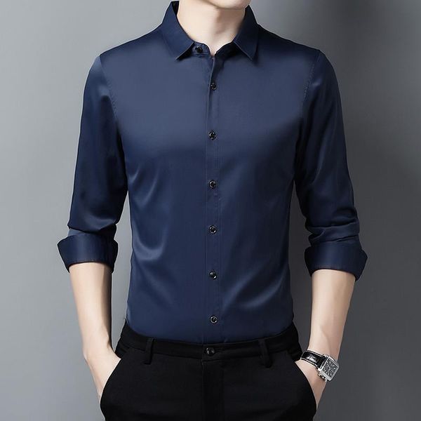 

men's casual shirts long-sleeved shirt youth business self-cultivation white solid color non-iron work clothes for men, White;black