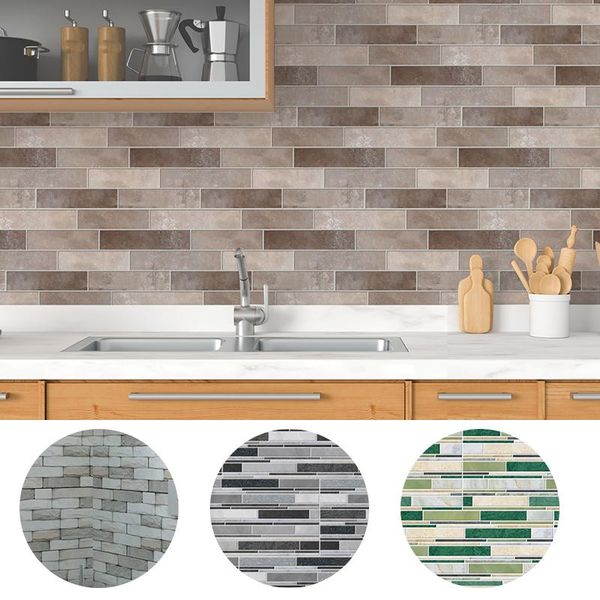 

6/9pcs tile wall sticker bathroom kitchen 3d diy waterproof pvc self adhesive home decor wallpapers