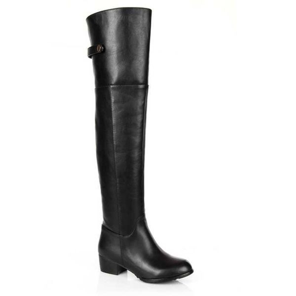 

boots soft leather shoes can change of fund 2021 autumn winters cylinder around the thick with round head knee-high, Black