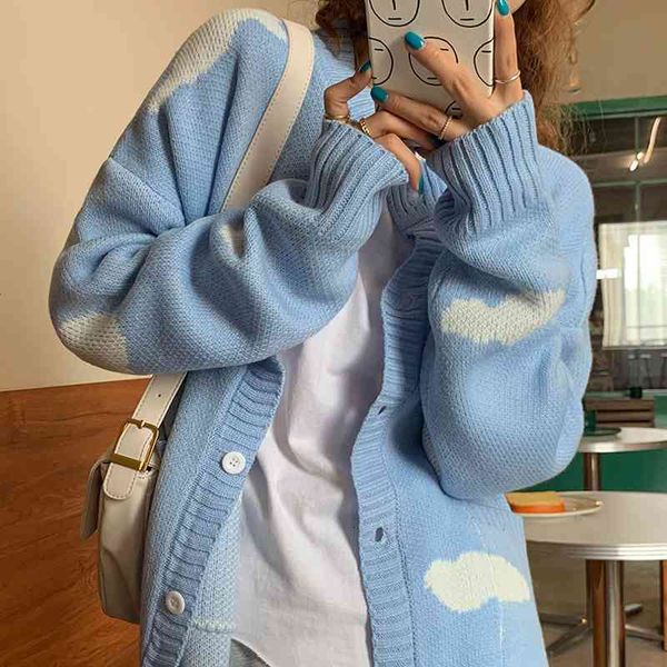 

women's sweaters soft japanese sweater woman using autumn and winter , korean version of blue mesh bagged cardigan jacket fud2, White;black