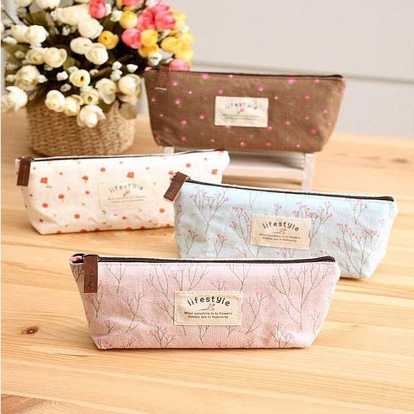 

storage bags stationery canvas cosmetic bag women travel toiletry makeup purse pouch zipper pen pencil case