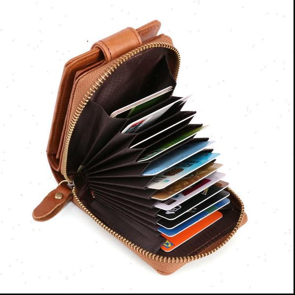 

genuine cow leather organizer wallet 686 40 men rfid blocking card wallets purse anti theft holder credit case, Red;black