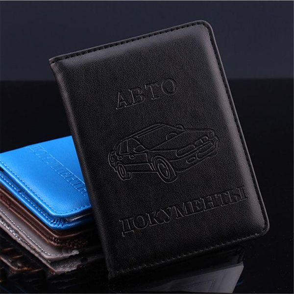 

card holders pu leather on cover for car driving documents credit holder purse russian auto driver license bag wallet passport case, Brown;gray
