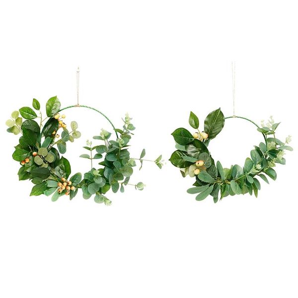 

floral hoop wreath artificial eucalyptus leaf hanging wall for wedding backdrop home decor decorative flowers & wreaths