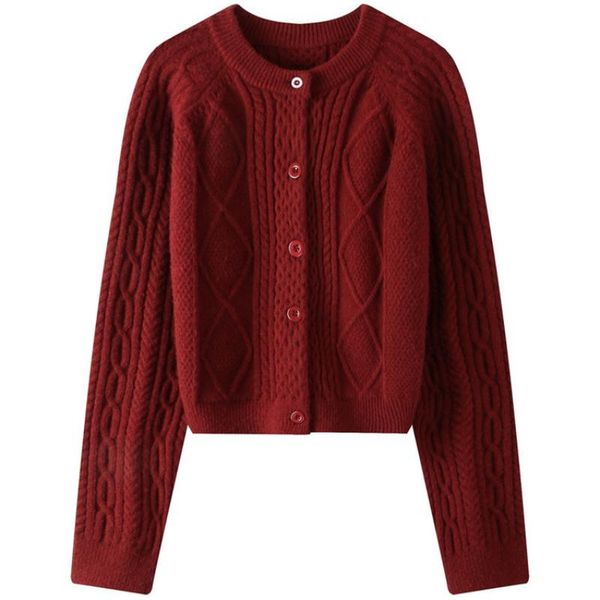 

women's knits & tees shuchan 2021 autumn fahion cardigan sweater o-neck streetwear single breasted long sleeve retro style clothes, White