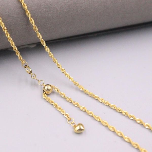 

chains au750 real 18k yellow gold chain neckalce for women female 2.0mm shiny rope choker necklace 20'l gift, Silver