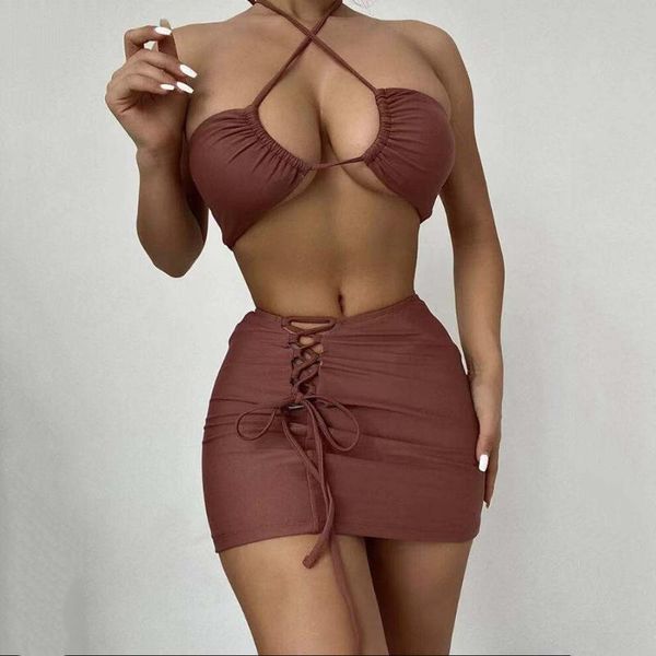 

one-piece suits 2022 arrival women two piece swimwear slim swimsuit solid fashion summer beach bathing suit s~xxl