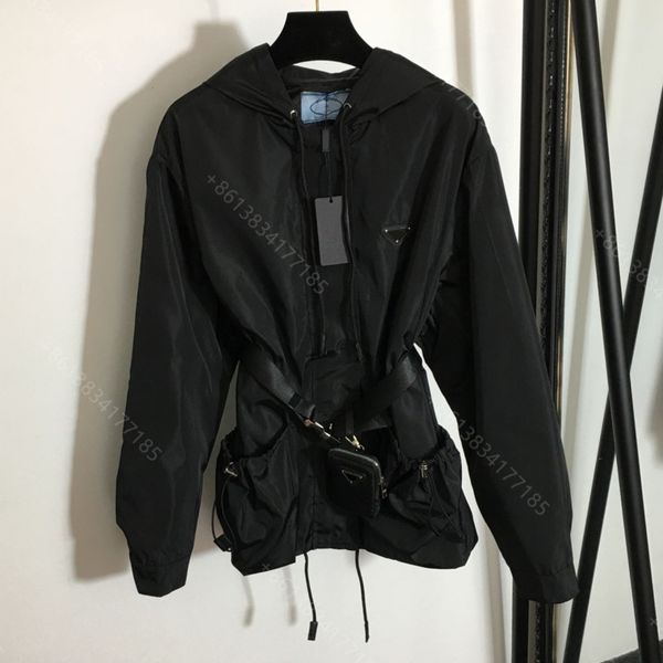 

designer women black hoodie coat jacket waist bag waist belt waist high-end sports dress long sleeve hoodie coats pd brand casual clothes wo, Black;brown