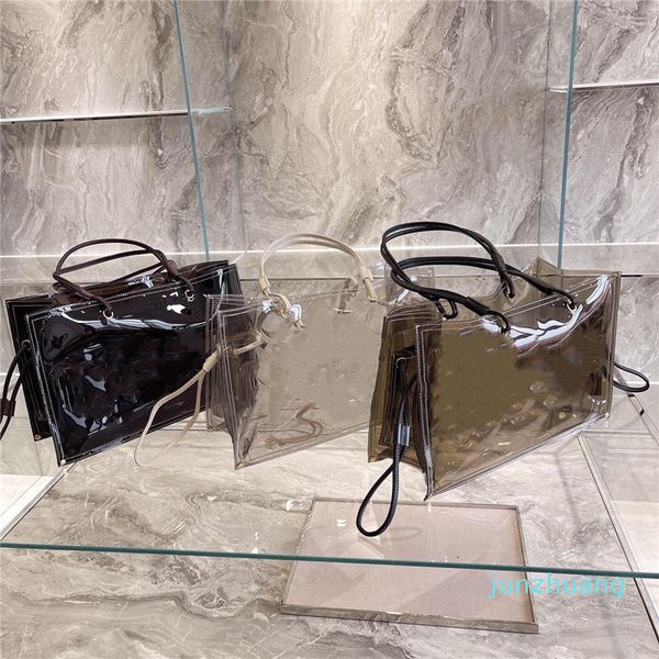 

designer- classic jelly transparent tote bag sweet personality fashion travel shopping bags composite package handbags