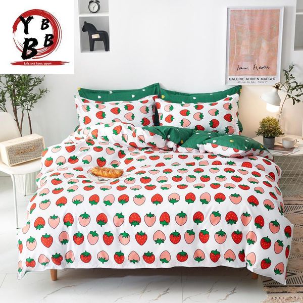 

bedding sets cartoon fruits strawberry duvet cover pillowcases 3/4pcs quilt twin full single king bedclothes