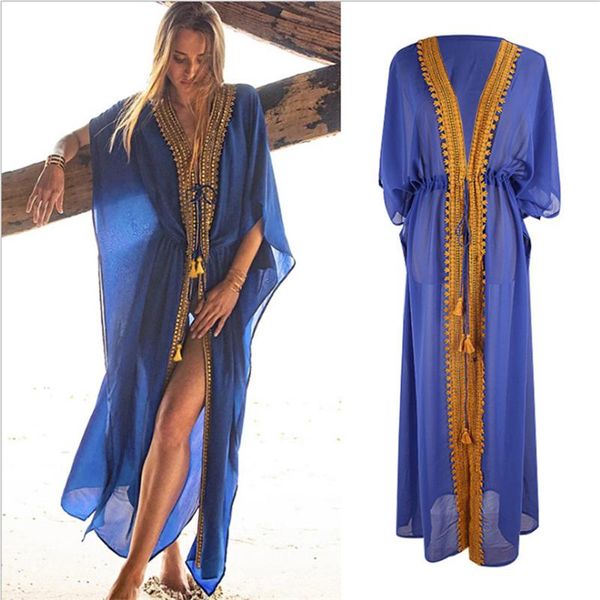 

women's swimwear 2021 summer beach dress chiffon solid women cover up long cardigan bikini ups robe de plage femme, White;black