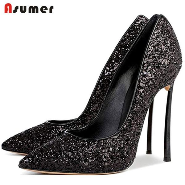 

arrive selling thin high heels 12cm women shoes sequined twinkle spring autumn pumps fashion dress party, Black
