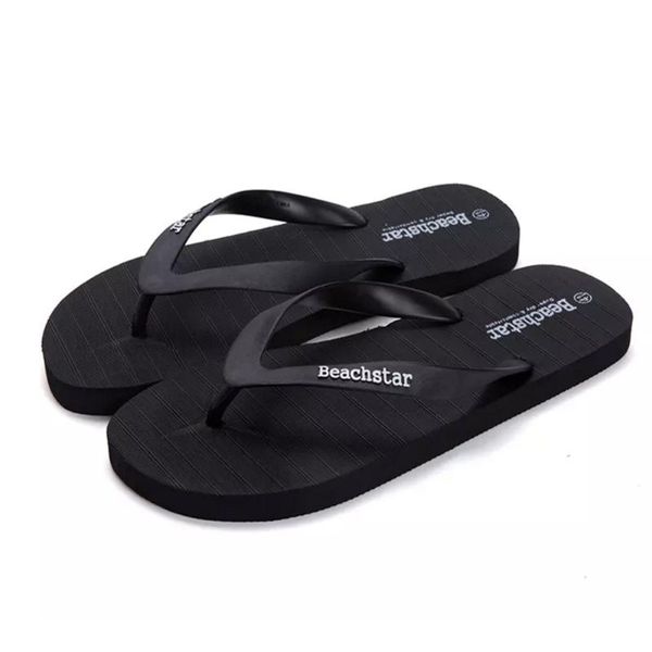

slippers summer men shoes flip-flops flat pure color beach star cool, Black