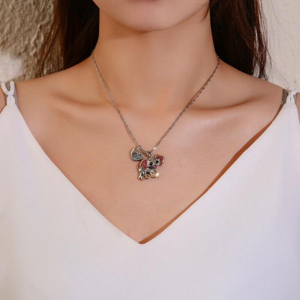 

pendant necklaces abdoabdo cute elephant necklace collier clavicle chain stainless steel letter long boho choker, Silver