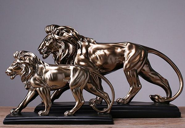 Relógios de parede Africanos Ferócitos Lion Sculpture estátua resina dominante de animais Acessórios para decoração de casa Presente artesanal