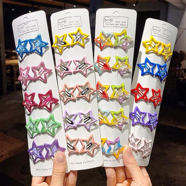 

hair accessories 2/10/ pcs/set children cute colors star ornament clips women girls sweet barrettes hairpins kids baby, Slivery;white