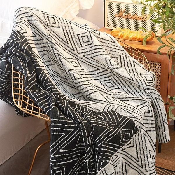 

blankets nordic throw blanket ins gray knitted casual double-sided pattern acrylic summer sofa single cover home decor