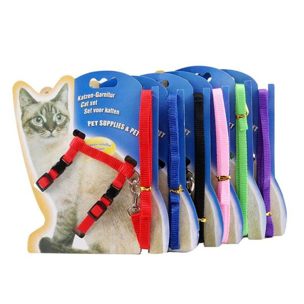 

cat collars & leads collar harness leash adjustable nylon pet traction kitten halter cats belt-