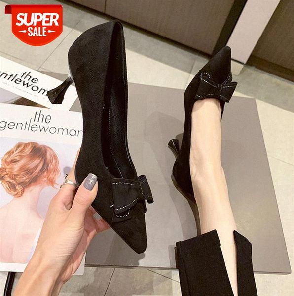 

high heels women's stiletto pointed toe soft leather shoes single a37-32 #hn4i, Black