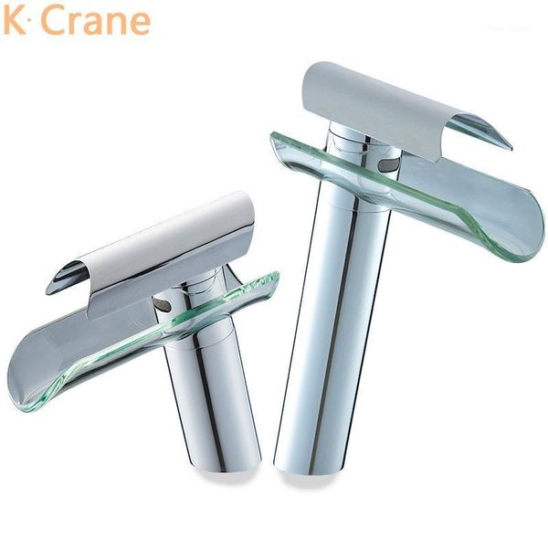 

bathroom sink faucets waterfall faucet and cold water mixer glass tap stainless steel modern grifo single handle deck mount basin1