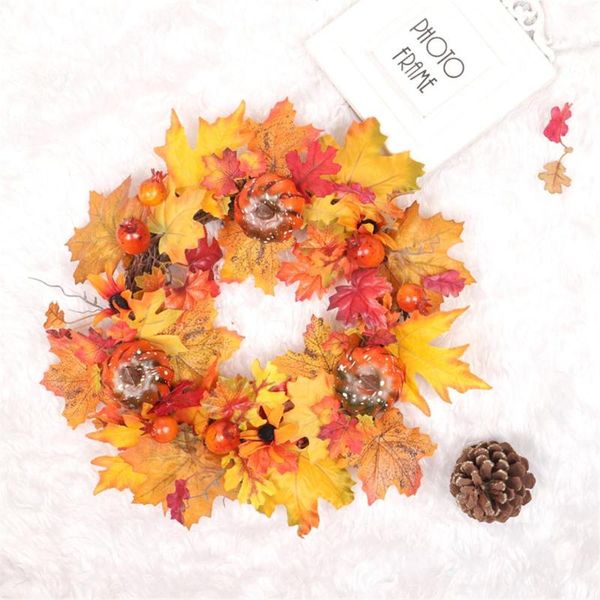 

decorative flowers & wreaths 40cm wreath autumn pumpkin acorn fruit vine christmas home decoration front door decor party supplie