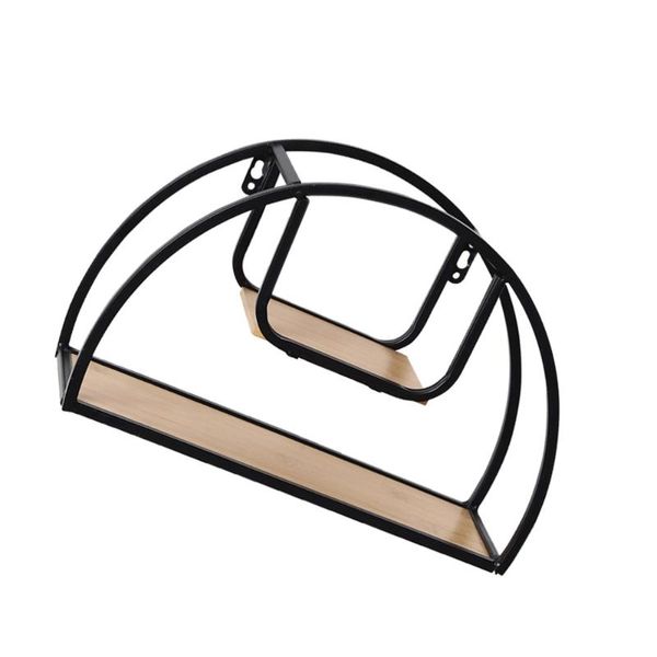 

vintage wrought iron shelf wood board decorative wall-mounted storage racks shelves sundries organizer without nails (pattern a other home d