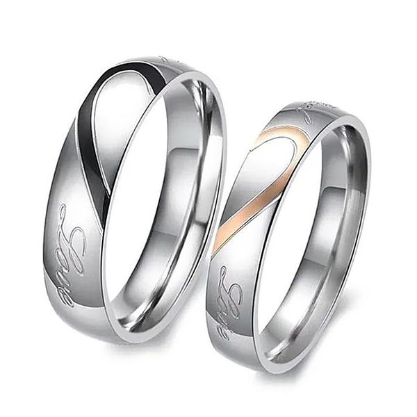 

wedding rings classics lovers' heart ring copper metal engagement real love for couple jewelry anniversary day gift, Slivery;golden