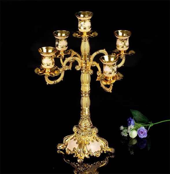 

antique european gold plated carved metal 5 arm candle stand candlestick home decorzt012 holders