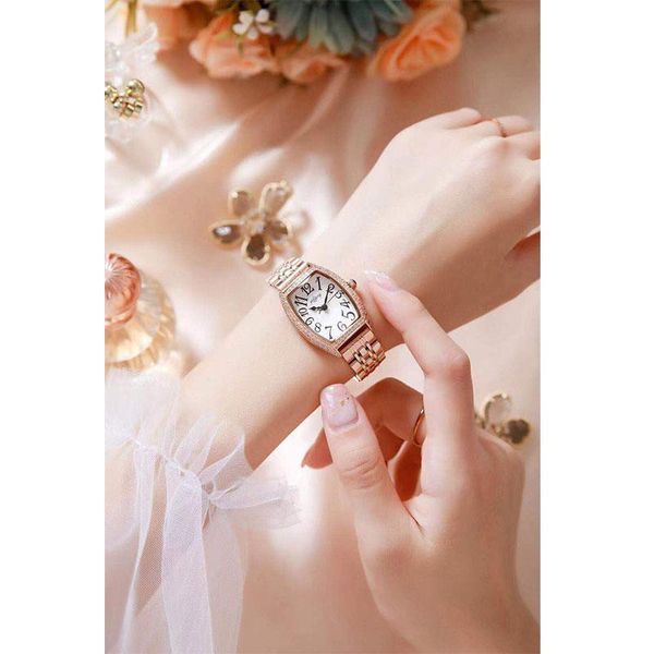 

wristwatches italian watch ketiny women's rose gold strap with brick dial number three pointers fashion wine barrel women, Slivery;brown