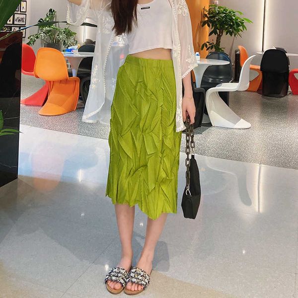 

pleated sanzhai skirt women's high waist a-line thin 2021 summer dign small crowd medium length, Black;gray