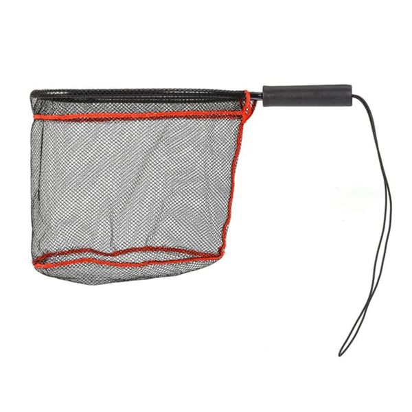 

portable fishing net 45cm mesh soft rubber children landing trout catch lanyard tackle removable accessories