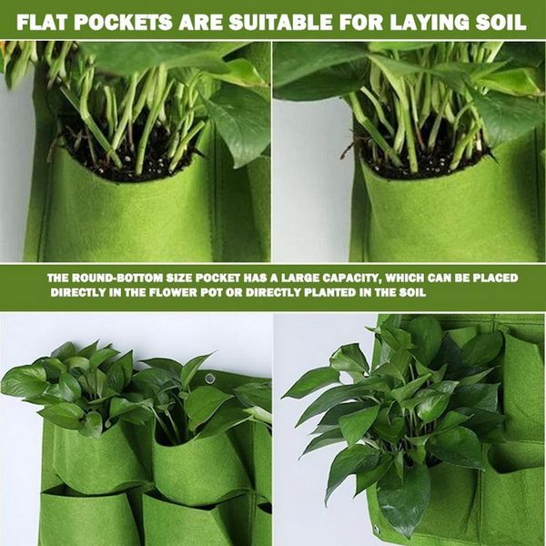 

planters & pots 2/3/4/6/9 wall hanging pockets garden planting bags green plant grow planter vertical vegetable supplies bag