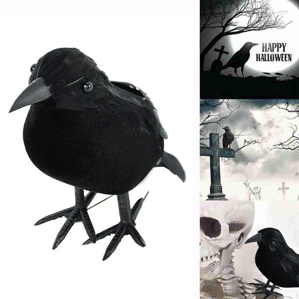 

party decoration 1pc simulation black crow fake bird halloween haunted house props home decor supplies