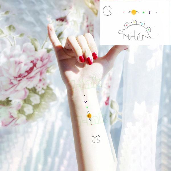 

temporary tattoos tatoo sticker cute stick figure lovely dinosaur moon star water transfer fake tattoo flash tatto for men women kids