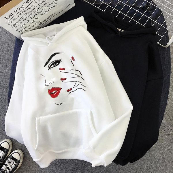 

women's hoodies & sweatshirts women hooded simple all-match leisure oversize pullovers korean style warm kawaii womens loose streetwear, Black