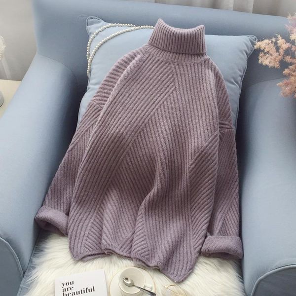 

women's sweaters knitted autumn women pullovers casual turtleneck thick solid female, White;black